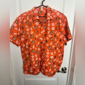 Baltimore Orioles Hawaiian Shirt Men's XL Button Up Orange 2018 Oriole Baseball